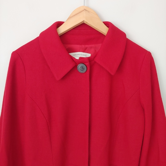 Gerard Darel Wool Button Up Collared Jacket Red Size 8 - Picture 8 of 16